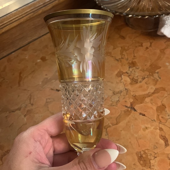 Ebeling & Reuss Marchioness Topaz Cut to Clear Crystal Champagne fluted glass - Picture 2 of 4